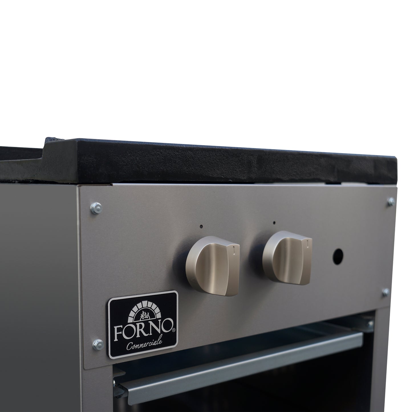 Forno Commerciale gas stock pot range, 1 powerful 3-ring burner, 80,000 BTU, durable stainless steel, heavy-duty cast iron grate