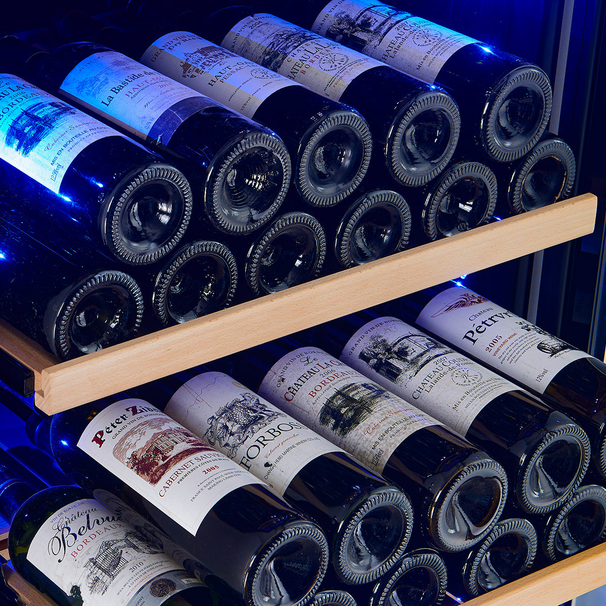 Avellina 48-in, 31.8 cu.ft. triple zone side-by-side Wine/Beverage cooler, 427 cans & 94 Wine bottles, Blue LED lights
