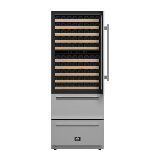 Forno Celano 30-Inch Triple Zone Wine and Beverage Cooler, 21.3 cu.ft, Stainless Steel