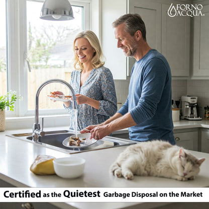 FORNO ACQUA BrightDIAMOND Amethyst 1HP Super Quiet Garbage Disposal Corded with Motion Sensor Cabinet Light & Pre-Wired Air Switch