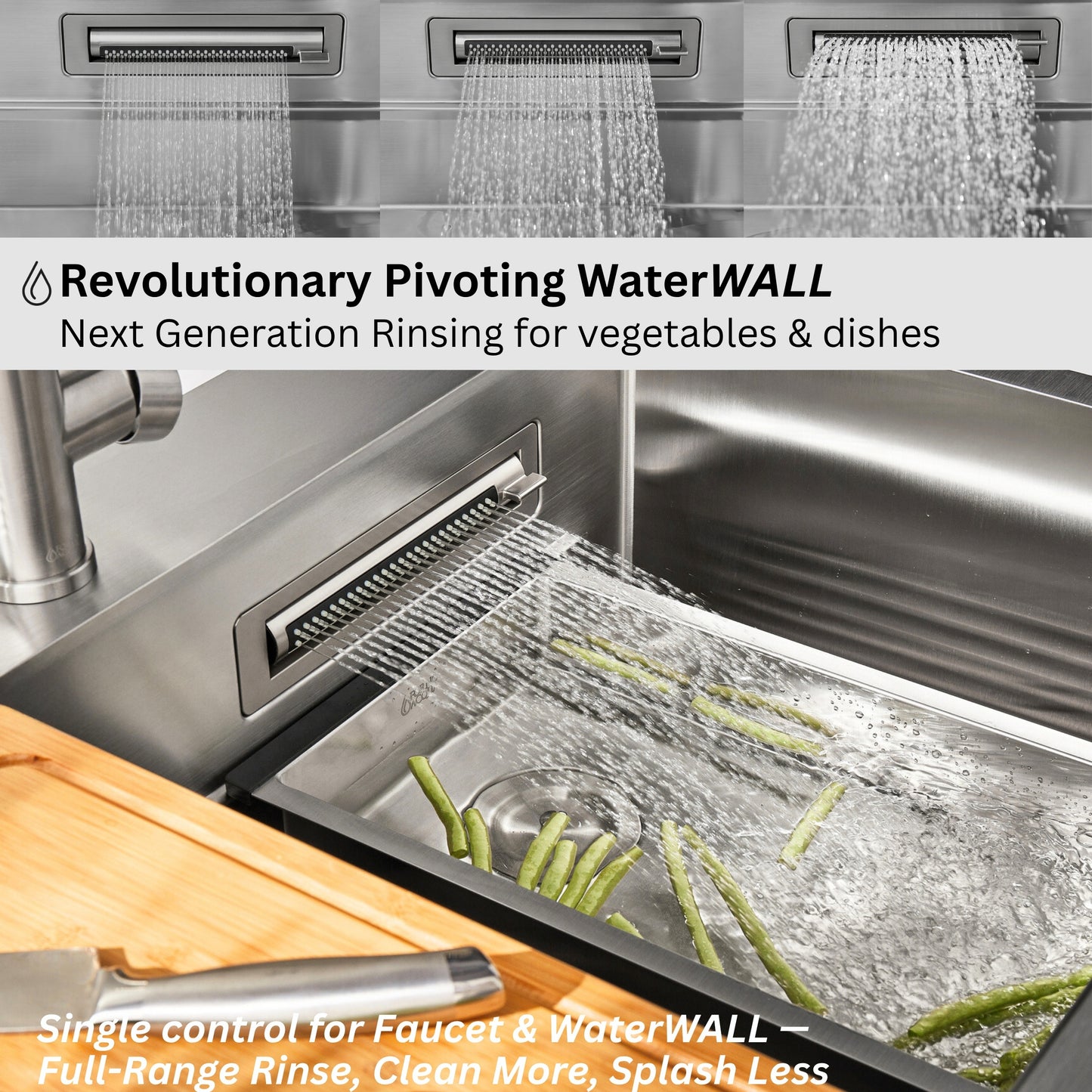 FORNO ACQUA 33 in. Drop-In/Undermount 40/60 Double Bowl Sink with Retractable Faucet & Waterfall