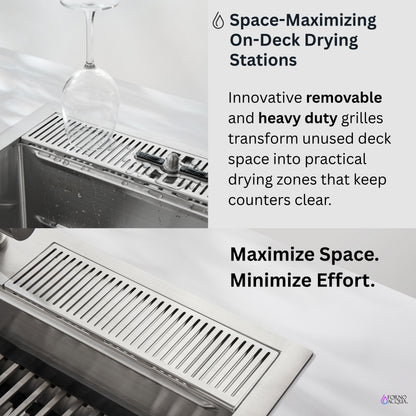 FORNO ACQUA 33 in. Drop-In/Undermount 3-Level Workstation Sink with Faucet, Waterfall & Glass Rinser