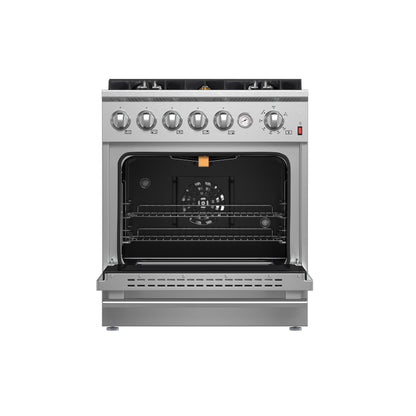 FORNO Giovanni 30-inch Gas Range Stainless Steel, 5 Burners 67,000 BTU, 4.32 cu.ft. Convection Oven