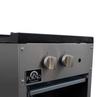 Forno Commerciale gas stock pot range, 1 powerful 3-ring burner, 80,000 BTU, durable stainless steel, heavy-duty cast iron grate