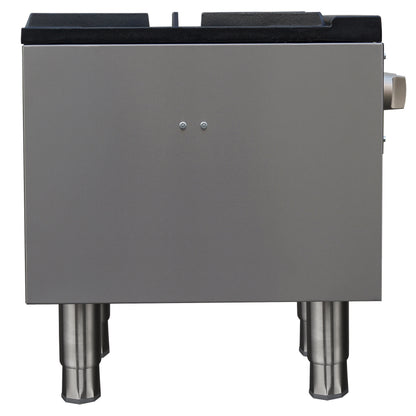 Forno Commerciale gas stock pot range, 1 powerful 3-ring burner, 80,000 BTU, durable stainless steel, heavy-duty cast iron grate
