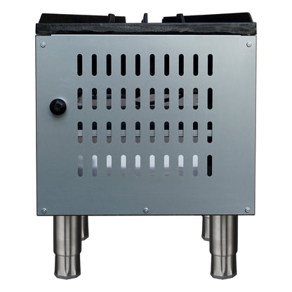 Forno Commerciale gas stock pot range, 2 powerful 3-ring burners, 160,000 BTU, durable stainless steel, heavy-duty cast iron grates