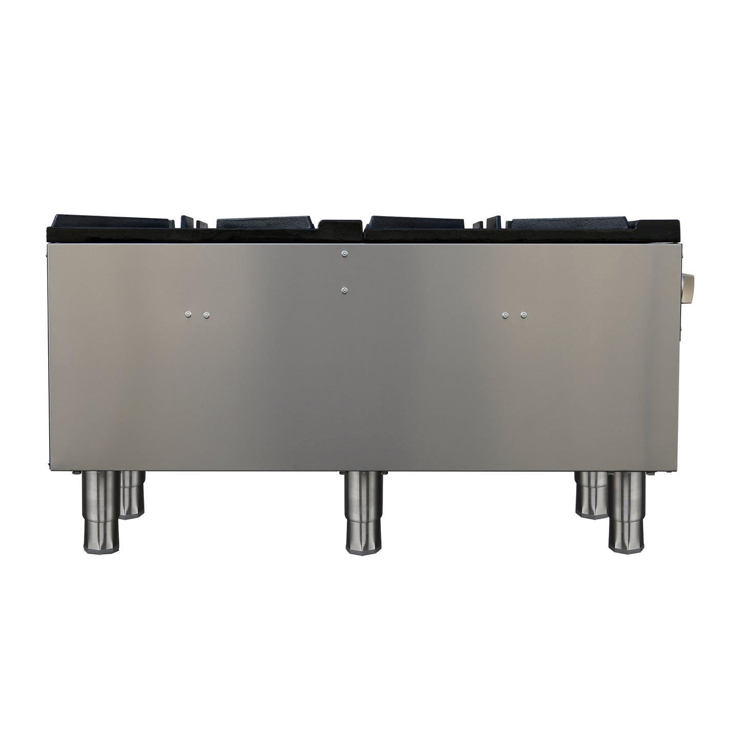 Forno Commerciale gas stock pot range, 2 powerful 3-ring burners, 160,000 BTU, durable stainless steel, heavy-duty cast iron grates