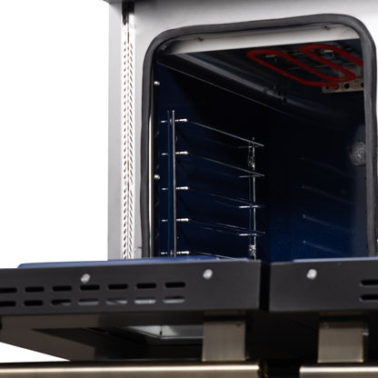 Forno Massimo 48 Inch Freestanding Dual Fuel Range in White with Antique Brass Accessories, 8 Burners, 6.58 cu. ft. Convection Oven