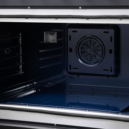 Forno Capriasca 36 Inch Freestanding French Door Dual Fuel Range in Black with Antique Brass Accessories, 6 Burners, True Convection Oven