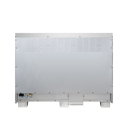 Forno Capriasca 48 Inch Freestanding French Door Dual Fuel Range in White with Antique Brass Accessories, 8 Burners, True Convection Oven