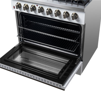 Forno Galiano 36" Freestanding Dual Fuel Range in White
