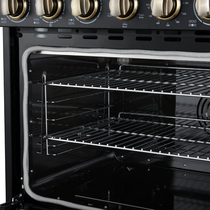 Forno Paolo 36 Inch Black Freestanding Electric Range, Stainless Steel, 5.44 cu.ft, True Convection Oven, Energy Efficient