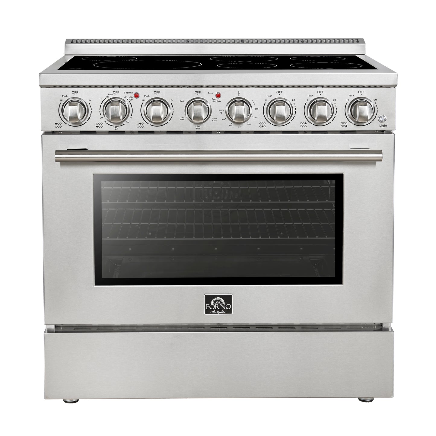 Forno Paolo 36 Inch Freestanding Electric Range, Stainless Steel, 5.44 cu.ft, True Convection Oven, Energy Efficient