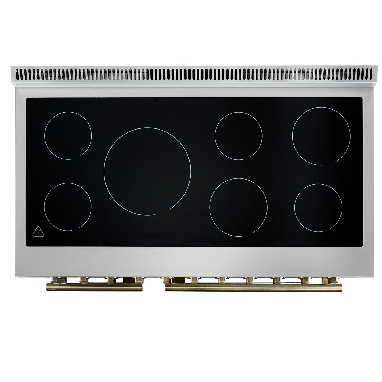 Forno Paolo 48 Inch Freestanding Electric Range in White with Antique Brass, 6.7 cu.ft, True Convection Oven, Energy Efficient