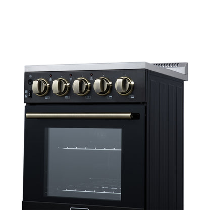 Forno Pallerano 20 Inch Freestanding Electric Range in Black, Canada Version, Plug and Cord Included