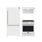 FORNO Premium 3-Piece Kitchen Bundle - Leonardo Espresso 30" White Range, 30" White Range Hood, 31" White Refrigerator - FBDL-001-03CA
