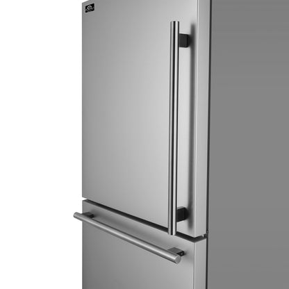 Forno Milano 2-Piece 62-Inch Freestanding Dual Bottom Freezer Refrigerator, Stainless Steel – 34.4 cu.ft, Touch Control, Ice Maker