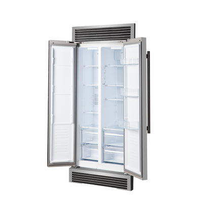 Forno Salerno 37-Inch Built-In Stainless Steel Refrigerator, 15.6 cu.ft, Decorative Grill, ENERGY STAR Certified