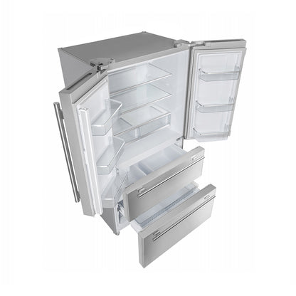 Forno Alta Moena 36-Inch French Door Refrigerator, 19.2 cu.ft, Counter Depth, Ice Maker, Stainless Steel Interior Panel, ENERGY STAR Certified