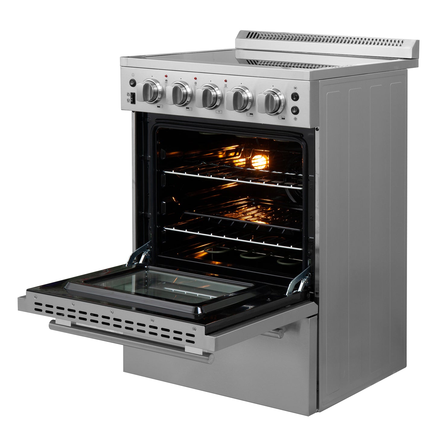 Forno Loiano 24 Inch Freestanding Electric Range Stainless Steel with Storage Drawer