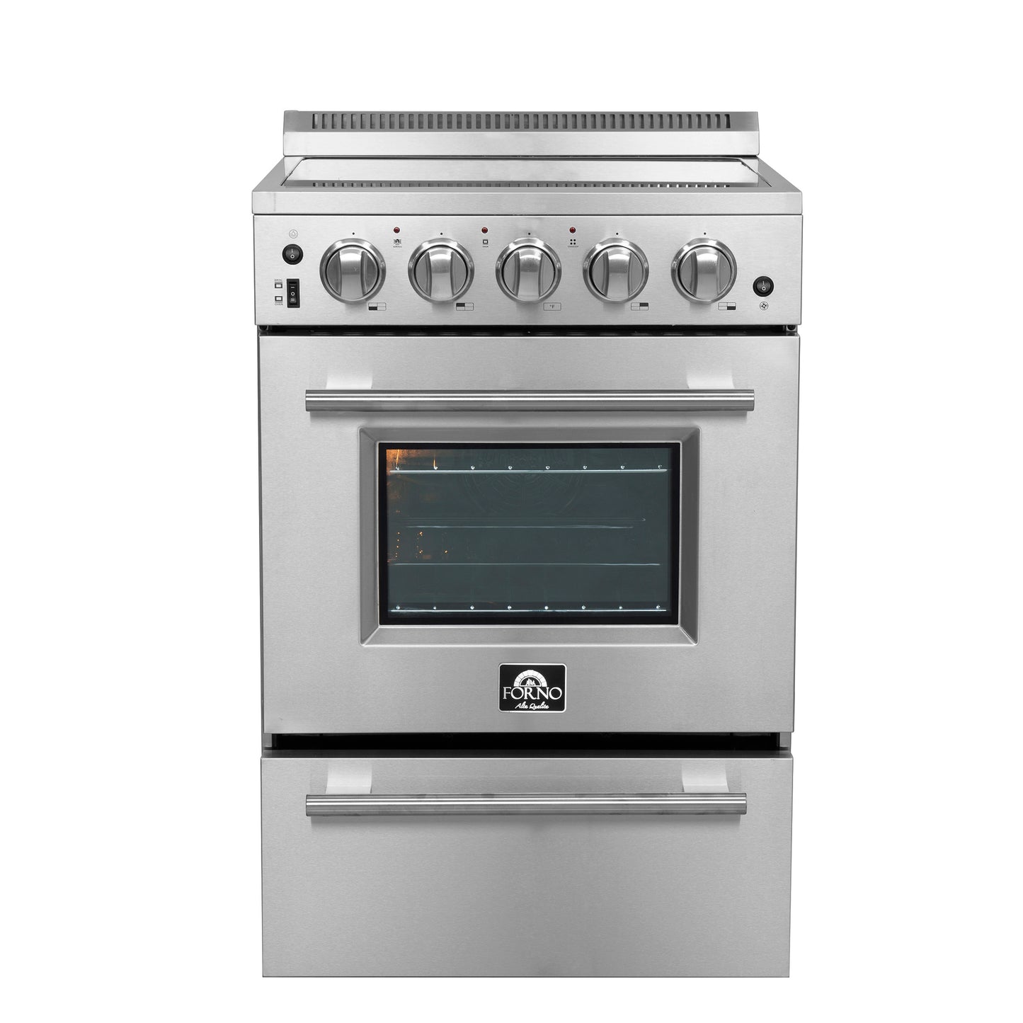 Forno Loiano 24 Inch Freestanding Electric Range Stainless Steel with Storage Drawer