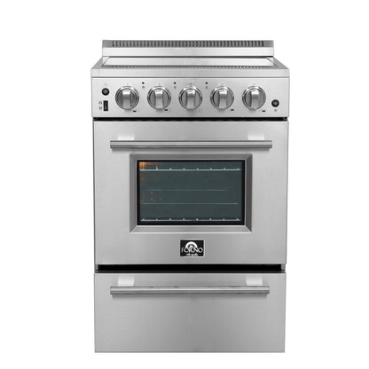 Forno Loiano 24 Inch Freestanding Electric Range Stainless Steel with Storage Drawer