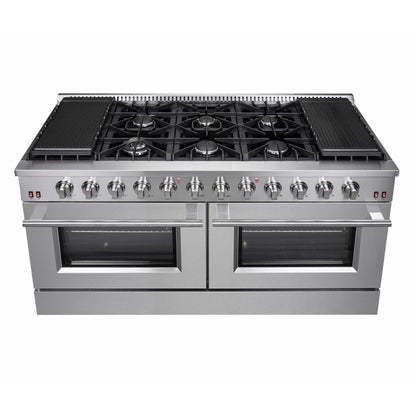 Forno Galiano 60-Inch Freestanding Gas Range, 10 Burners, Double Ovens, Griddle, Energy Efficient