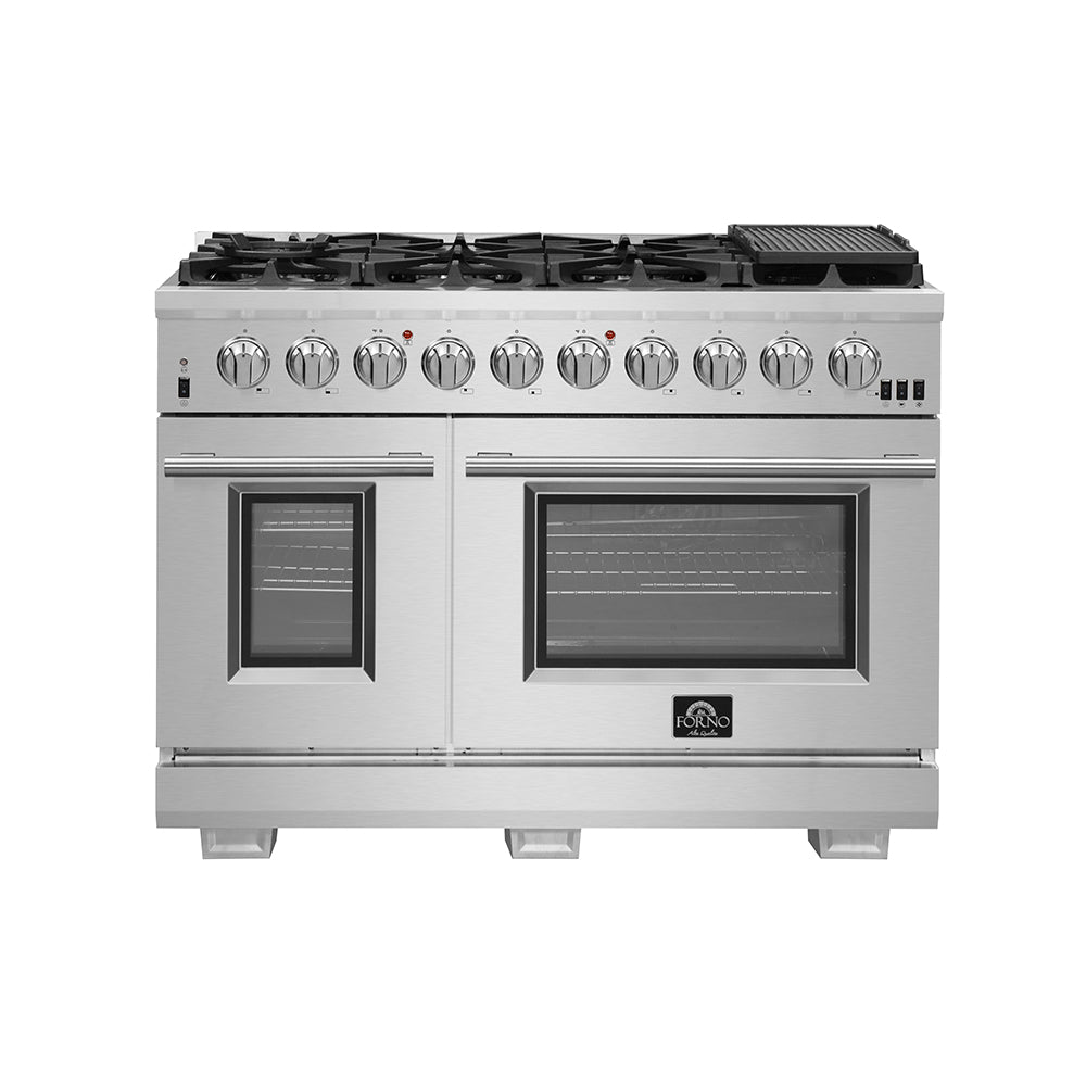 FORNO Premium 2-Piece Kitchen Bundle - Capriasca 48" Stainless Steel Range, Rizzuto 60" W. Dual Combo Convertible Refrigerator - FBDL-019-04CAUS