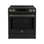 Forno Donatello Espresso 30-Inch Slide-In Black Induction Range, Convection Oven, 5 Cooking Zones, Touch Control Panel