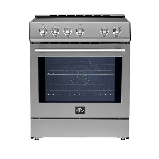 Forno Leonardo Espresso 30-Inch Slide-In Stainless Steel Induction Range, Convection Oven, 5 Cooking Zones