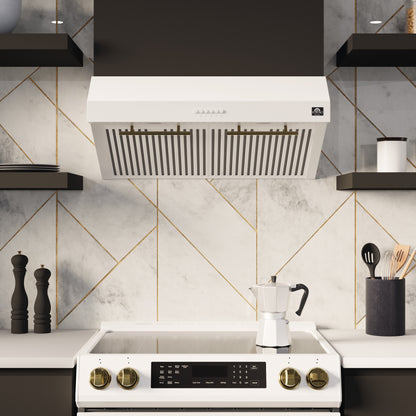 FORNO Premium 2-Piece Kitchen Bundle - Leonardo Espresso 30" White Range, 30" White Range Hood - FBDL-002-03CA