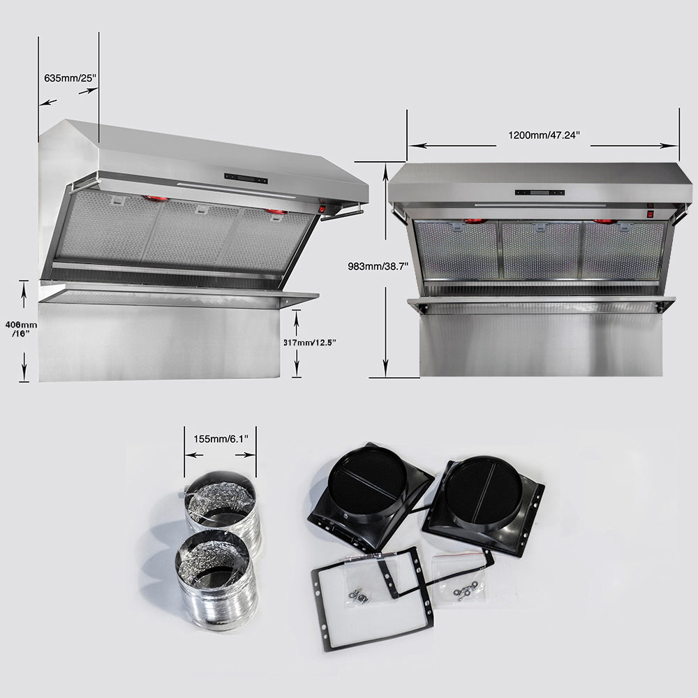 Forno Savona 48-Inch Wall Mount Range Hood, Hybrid Filters, Backsplash Included