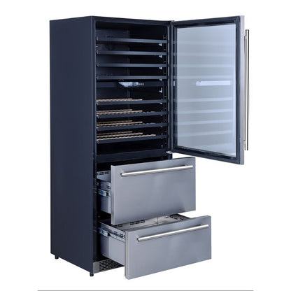 Forno Capraia 30-Inch Dual Temperature Zone Wine Cooler, Up to 144 Bottles, Two Refrigerated Drawers, Adjustable Temperature Zones