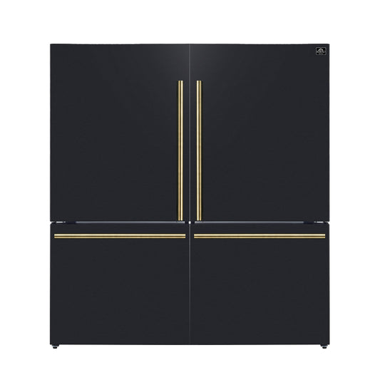 Forno Milano 2-Piece 62-Inch Freestanding Dual Bottom Freezer Refrigerator in Black – 34.4 cu.ft, Touch Control, Ice Maker
