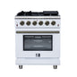 Forno Massimo 30-Inch White Freestanding Gas Range, 5 Burners, True Convection Oven
