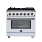 Forno Massimo 36-Inch White Freestanding Gas Range, 6 Sealed Burners, Convection Oven, Energy Efficient