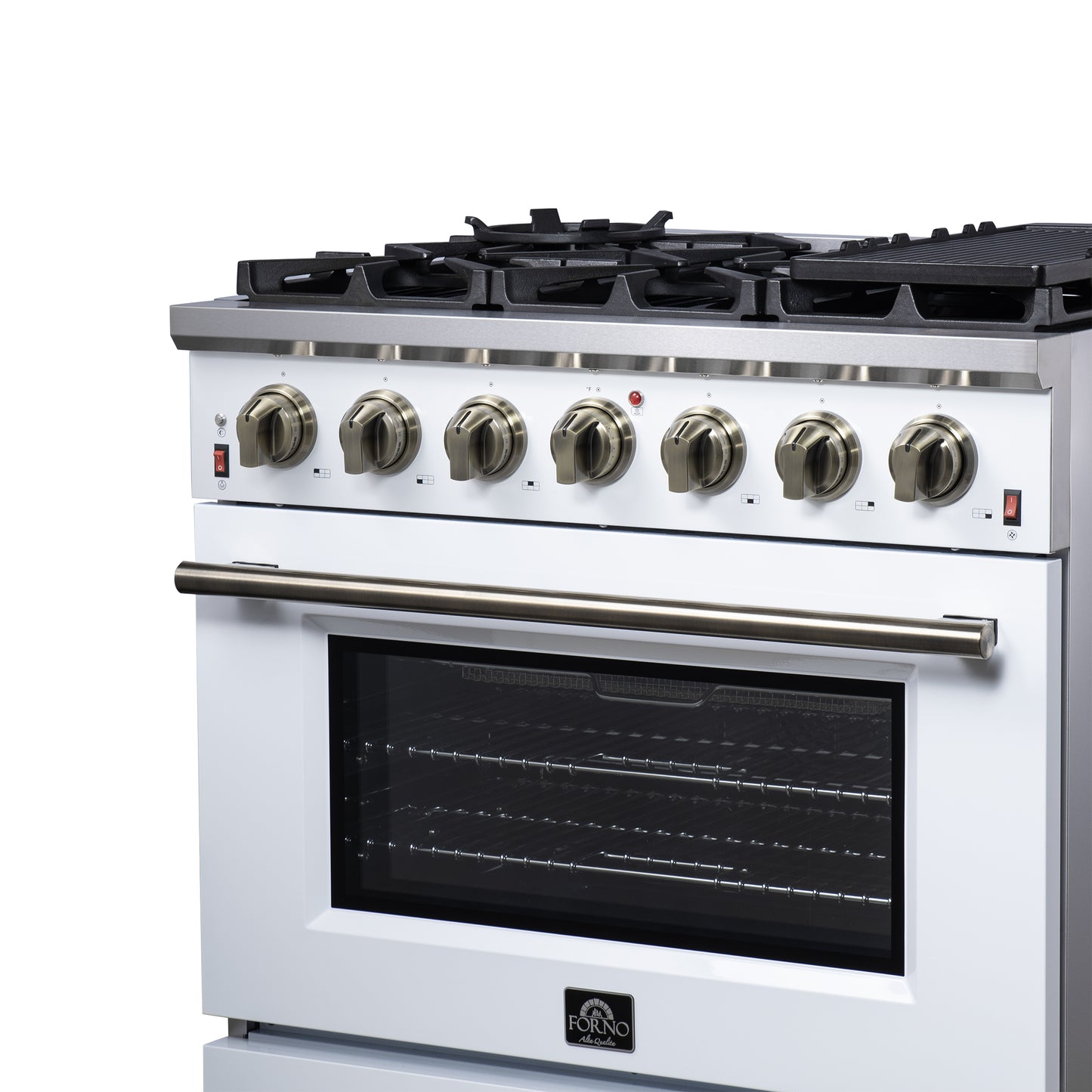 Forno Massimo 36-Inch White Freestanding Gas Range, 6 Sealed Burners, Convection Oven, Energy Efficient