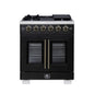 Forno Capriasca 30-Inch Freestanding French Door Gas Range, 4 Burners, Convection Oven, Energy Efficient