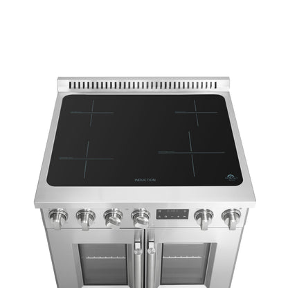 Forno Torino 30 Inch French Door Induction Range with Air Fryer and True Convection Oven