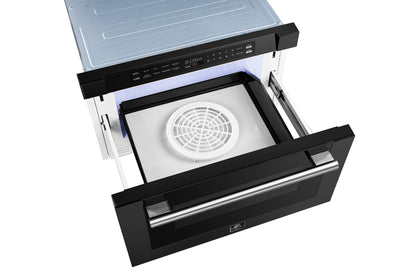 Forno Capoliveri Espresso 24-Inch Microwave Drawer, Black, 1.2 cu.ft, 1500 Watts, Built-In, Touch Control LCD Display, Auto-Touch Open/Close, 11 Power Levels, Sensor Cooking