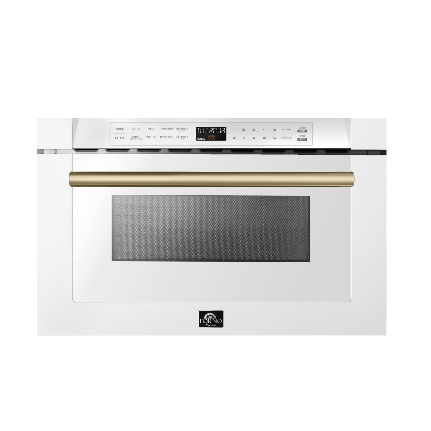 Forno Capoliveri Espresso 24-Inch Microwave Drawer, White, 1.2 cu.ft, 1500 Watts, Built-In, Touch Control LCD Display, Auto-Touch Open/Close, 11 Power Levels, Sensor Cooking