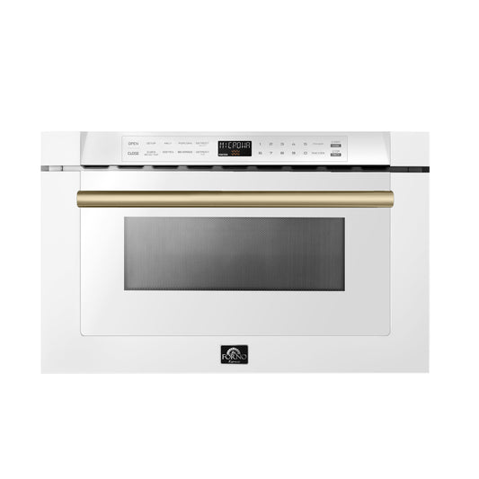 Forno Capoliveri Espresso 24-Inch Microwave Drawer, White, 1.2 cu.ft, 1500 Watts, Built-In, Touch Control LCD Display, Auto-Touch Open/Close, 11 Power Levels, Sensor Cooking