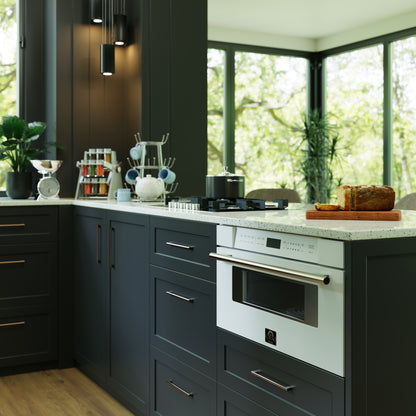 Forno Capoliveri Espresso 30-Inch Microwave Drawer, White, 1.2 cu.ft, 1500 Watts, Built-In, Touch Control LCD Display, Auto-Touch Open/Close, 11 Power Levels, Sensor Cooking