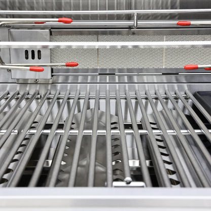 FORNO Bulnes 40-Inch BBQ, 95,000 BTU, 5 Burners, Sear & Rotisserie Infrared with Side Burner, Stainless Steel Outdoor Kitchen with 1.8 cu.ft. Beverage Center & Black Granite Countertops