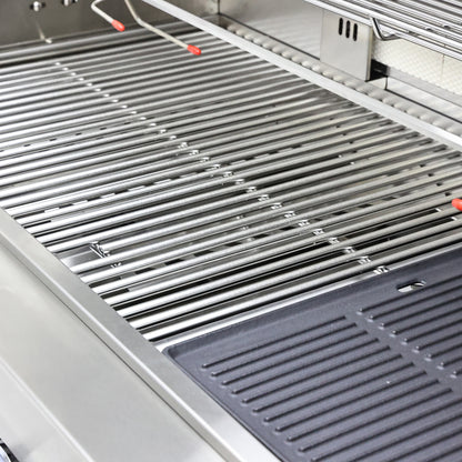 FORNO Bulnes 40-Inch BBQ, 95,000 BTU, 5 Burners, Sear & Rotisserie Infrared with Side Burner, Stainless Steel Outdoor Kitchen with 1.8 cu.ft. Beverage Center & Black Granite Countertops