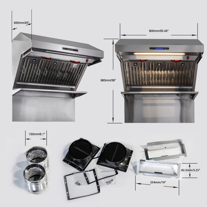 Forno Savona 36-Inch Wall Mount Range Hood, Baffle Filters, Backsplash Included