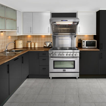Forno Savona 36-Inch Wall Mount Range Hood, Baffle Filters, Backsplash Included