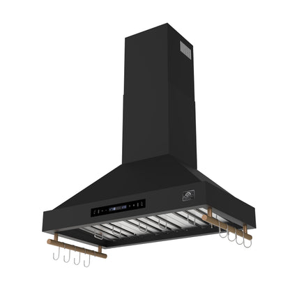 Forno Venezia 36 Inch Wall-Mounted Range Hood in Black with Touch Controls and Baffle Filters