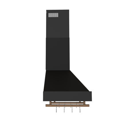 Forno Venezia 36 Inch Wall-Mounted Range Hood in Black with Touch Controls and Baffle Filters