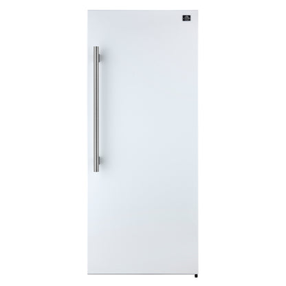 Forno Maderno 28-Inch Convertible Freezer/Refrigerator in White with Antique Brass Handle, 13.6 cu.ft. Right Swing